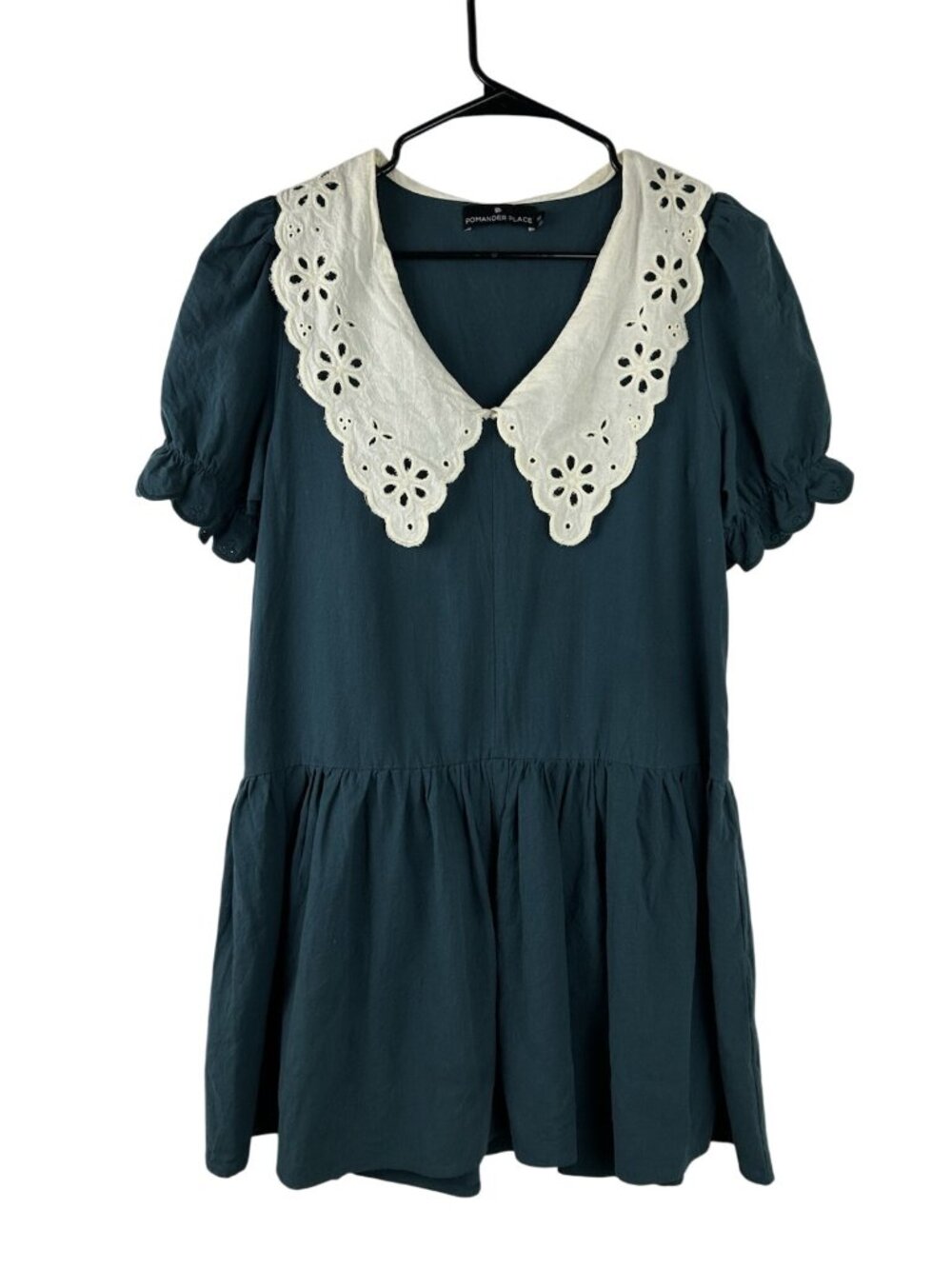 Pomander Place Tuckernuck Dress Women's XS Green Lace Collar Ruffle Baby Doll - Picture 9 of 16